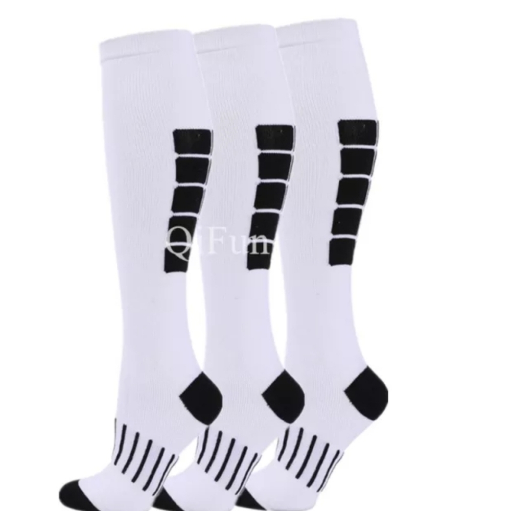 1 pair of White Compression Socks.  Size L